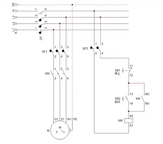 2,零基础学电工-自锁控制(电路图,实物接线图,仿真图)