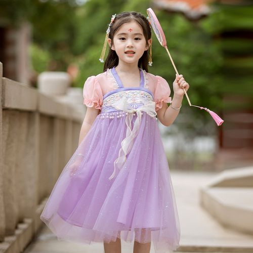 汉服女童夏款宝宝紫色超仙蝴蝶结齐胸襦裙小女孩汉服