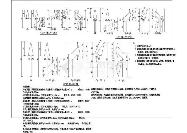交通标线大样图箭头深标Ⅱ型