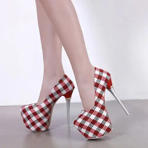 超高高跟鞋16cm细跟性感圆头单鞋情趣大码舞台单鞋