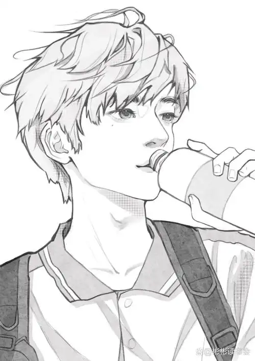 男生线稿绘画练习 含步骤 帅哥拿来吧你