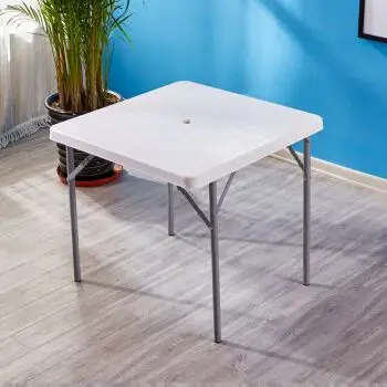 折叠桌餐桌家用4人摆摊四方桌可折叠餐桌塑料折叠桌椅户外便携式 白色