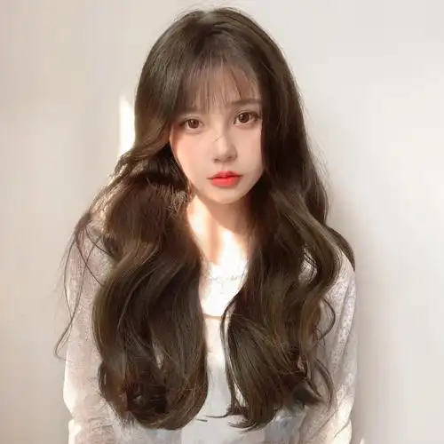 假发女韩式造型大波浪中长卷发网红空气刘海可扎中长发自然全头套