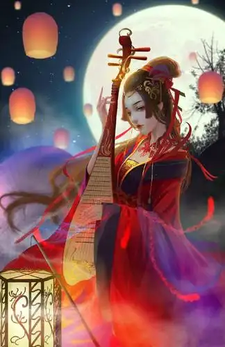 古风红衣美人壁纸 | 而今白发三千丈,愁对寒灯数点红