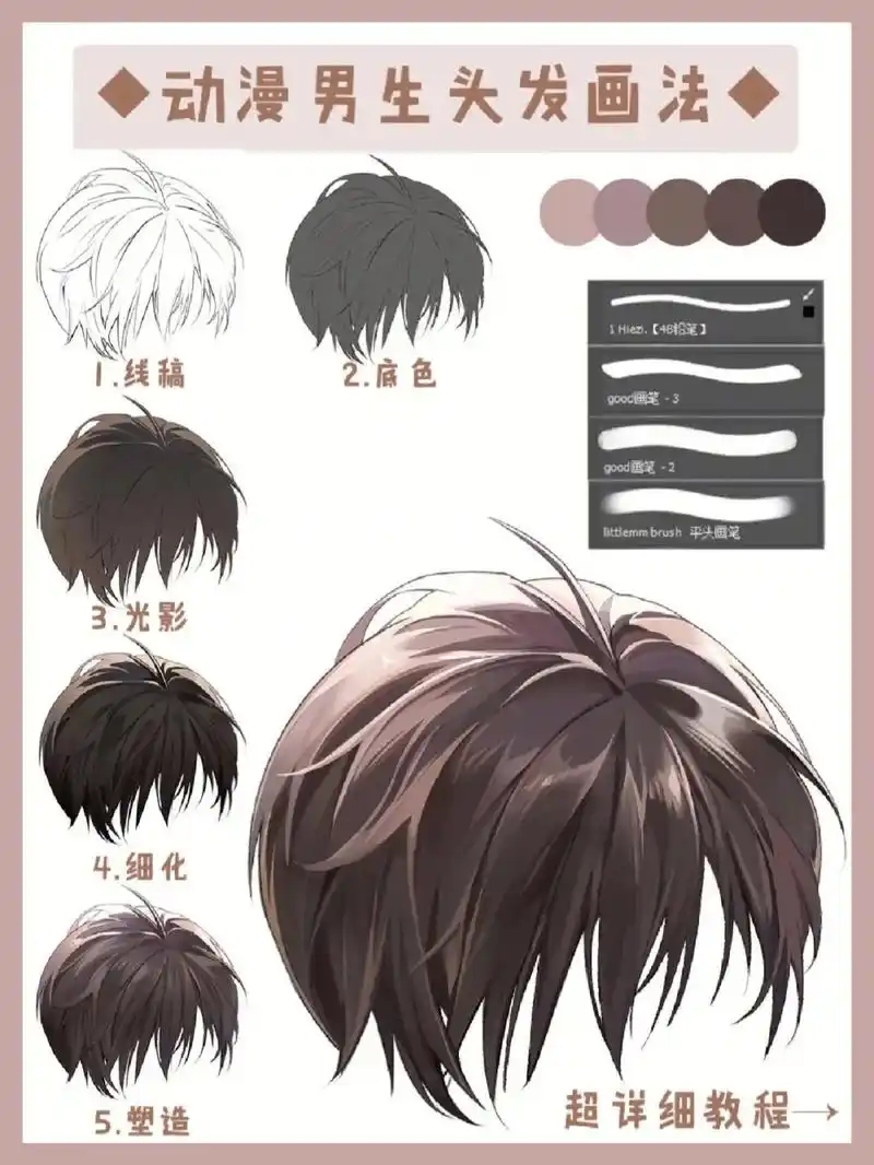 二次元男生头发画法—是短短的男生头发哦⊙66 - 抖音