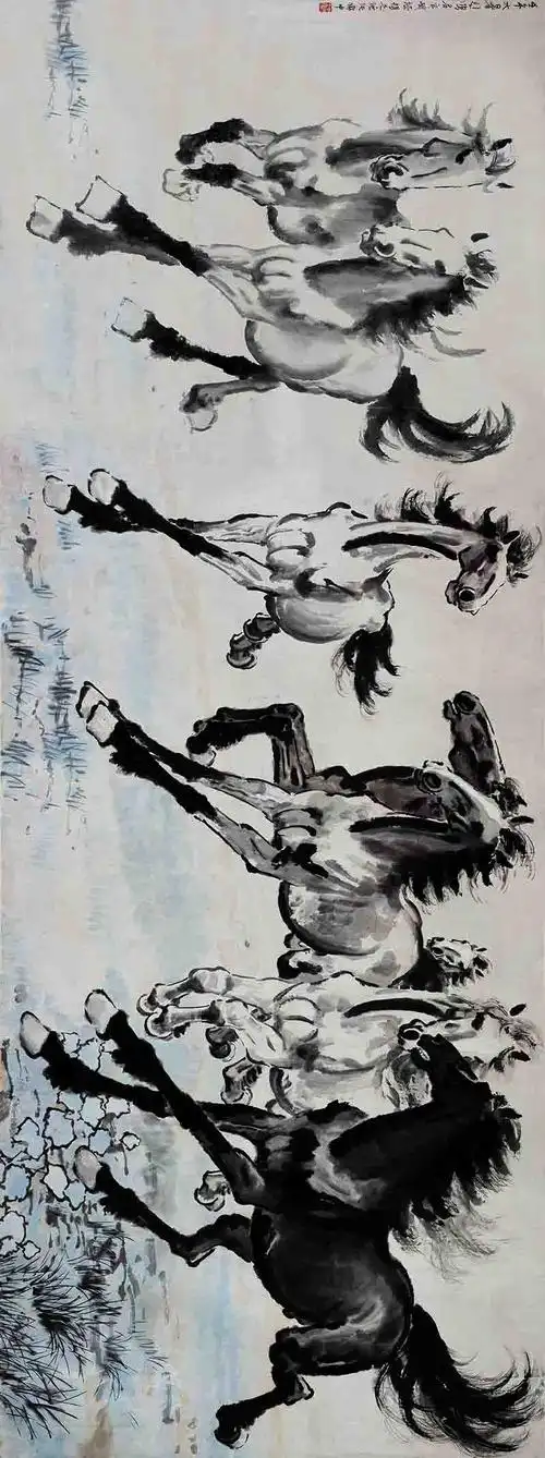 徐悲鸿八骏图60x160