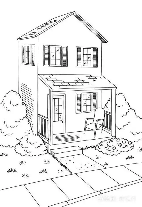 街道图房子黑白色风景垂直剪影例证载体插画-正版商用图片0497je-摄图