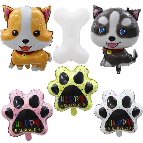 新款狗宝宝生日派对脚掌骨头装饰气球哈士奇柯基萌宠狗狗铝膜气球