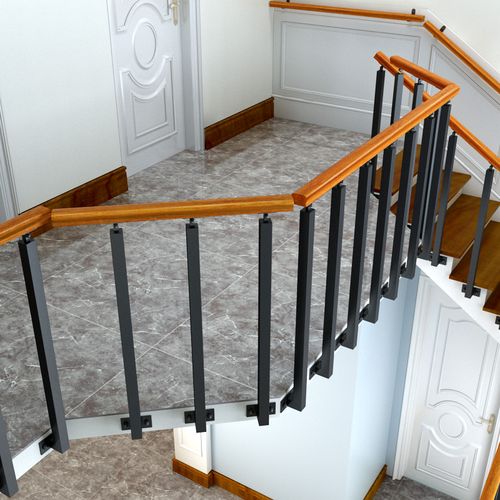 楼梯阁楼栏杆扶手现代简约公寓阳台实木护栏室内客厅别墅铁艺家用