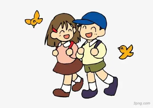 手绘卡通小男孩小女孩