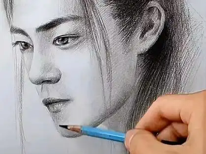 想看看大家画得像不像? #一起学画画 #素描 #肖像画 #肖战 #斗破苍穹