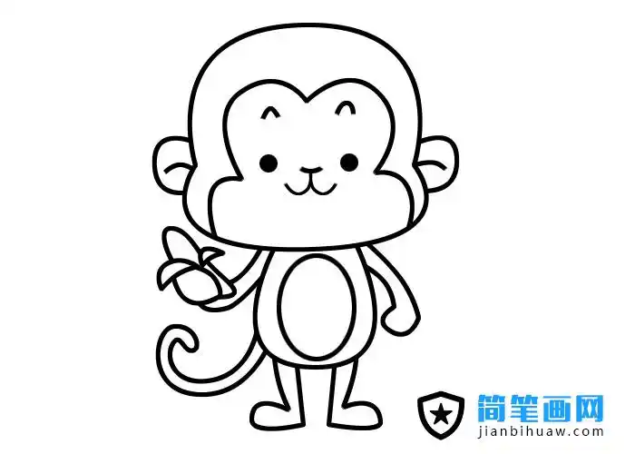 小猴子吃香蕉简笔画图片