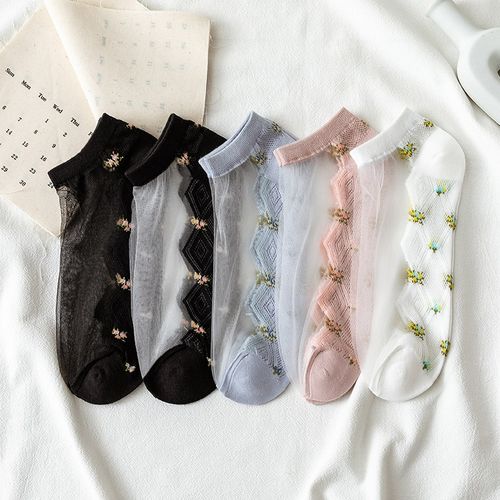 袜子女春夏薄款ins潮夏季水晶袜透明短袜韩国玻璃丝船袜浅口夏天