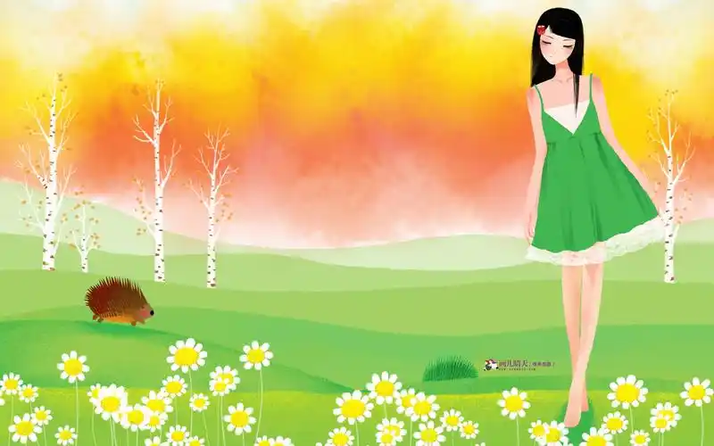 卡通浪漫女孩高清桌面壁纸