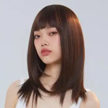 lucylee齐刘海自然锁骨发全头套补发女刘海假发短发补发蓬松减龄齐