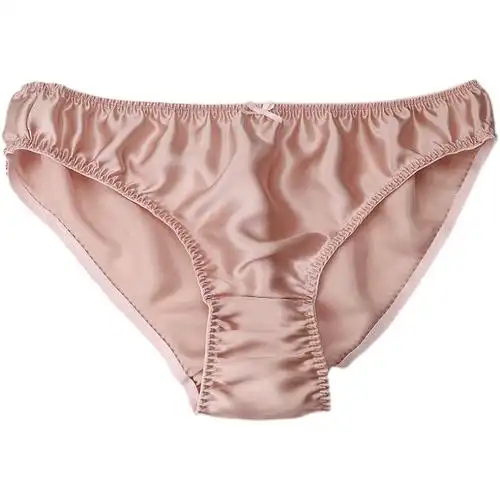 100%桑蚕丝甜美蝴蝶结三角真丝内裤 女中腰素绉缎速干亲肤透气 - 女士