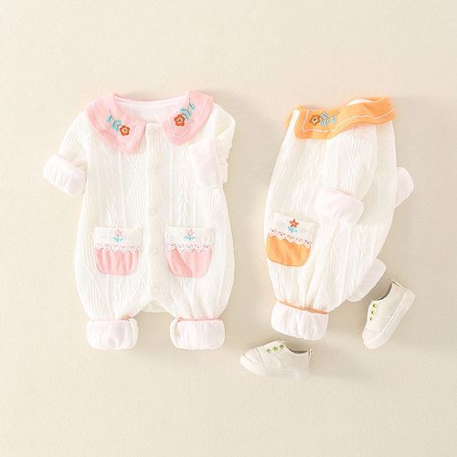 新生婴儿小清新连体衣春秋款纯棉外出服女孩宝宝可爱的爬爬服哈衣