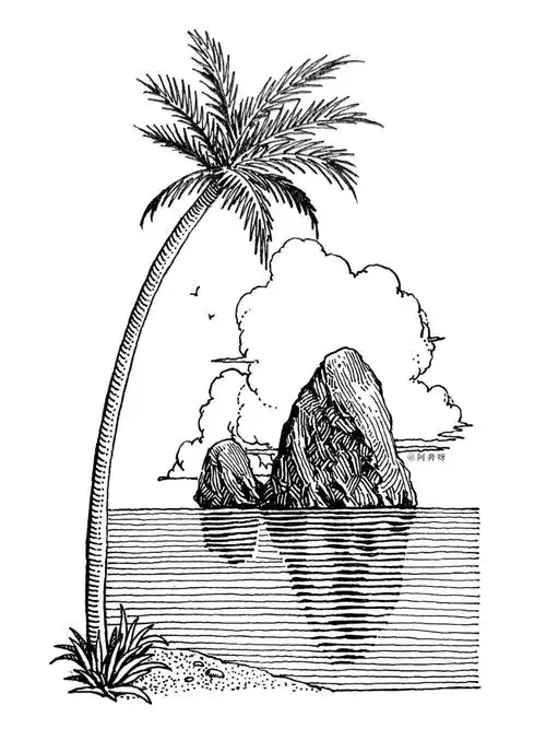 一座海岛的简单画法