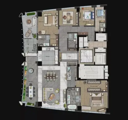 观雲钱塘城户型图,奢侈的主卧设计此外,大平层最核心的价值还在于它不