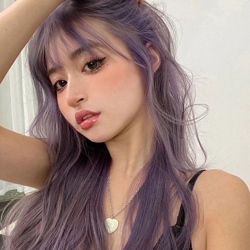 2021流行色香芋紫灰薄藤紫色女 香芋灰紫色(头发底色是8度黄选)【图片