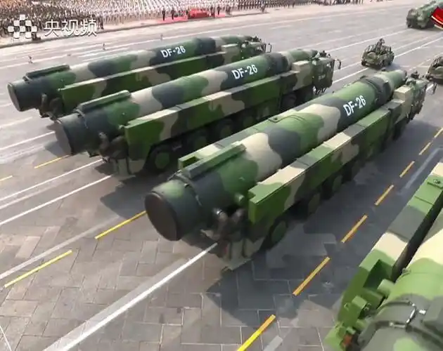东风-26中程弹道导弹具有射程远,突防能力强等特点,能够对敌方坚固