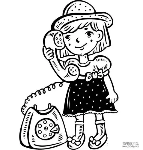 小女孩打电话_小女孩简笔画-简笔画大全