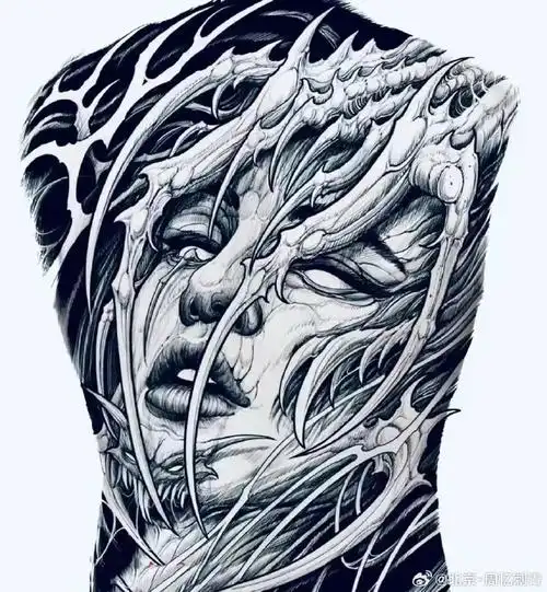 今日纹身图案分享满背#纹身分享##纹身设计##北京周忆刺青