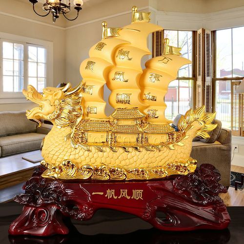 一帆风顺摆件网红居家摆件过年装饰品欧式工艺品龙船开业礼品帆船
