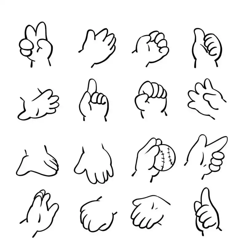 简笔画人物 手部画法 手是简笔画人物里面的难点之一呦 画好手也是有