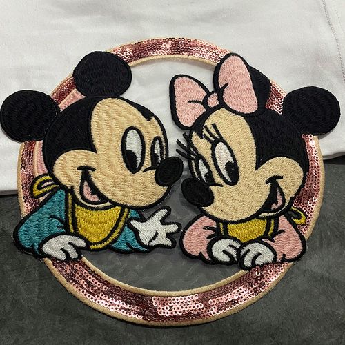 卡通补丁手缝衣服贴补丁贴t恤米奇图案儿童衣服毛衣刺绣破洞补丁