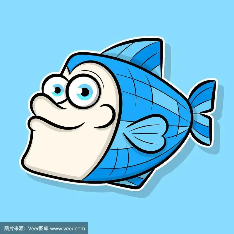 有趣的鱼图案在白色的背景矢量.