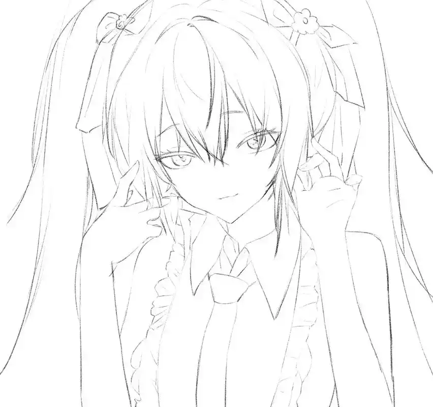 绘画过程 #画渣日常 #画画练习打卡 #初音未来 #线稿 - 抖音