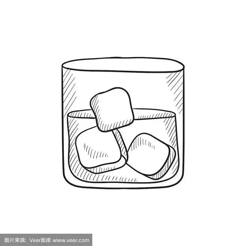 计算机图标,水,冰块,草图,玻璃杯