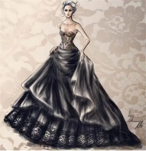 黑色抹胸礼服设计图