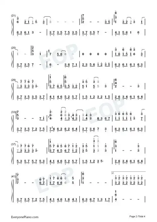 知否知否-完美版双手简谱预览2