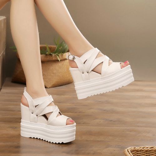 婚纱新款凉鞋结婚婚礼高跟超高坡跟2022神器时装凉鞋