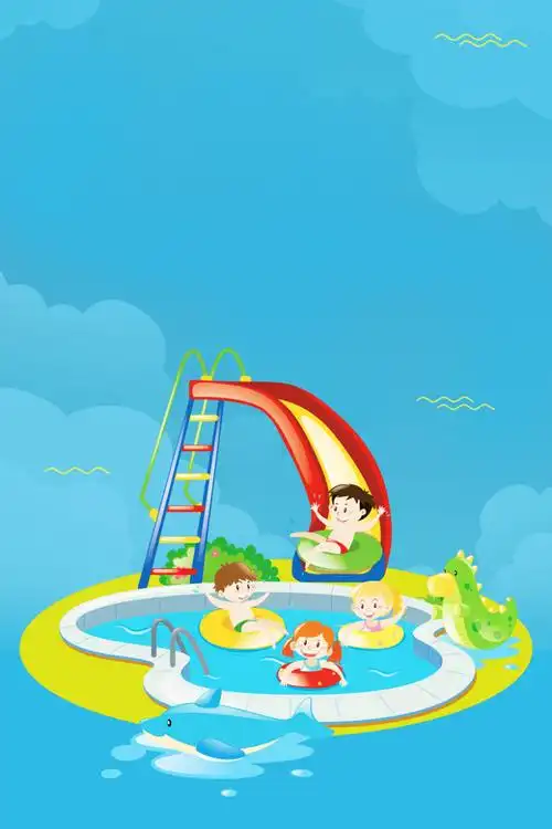 蓝色卡通婴儿游泳海报背景素材