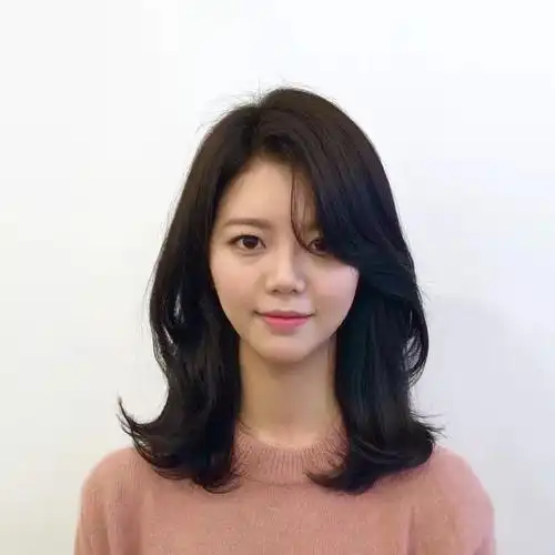 网红八字刘海中长发微卷,中长发图片-第2图,发型图片