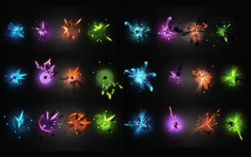 2d特效参考--15组受击爆点合集