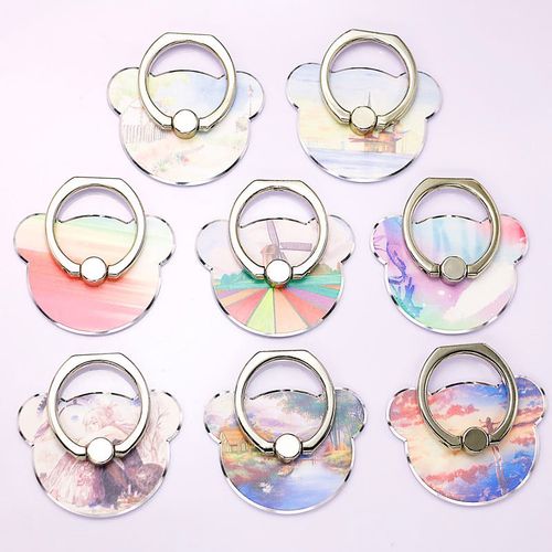 2021新款热卖小熊金属指环扣小清新懒人手机支架强力粘贴桌面男女