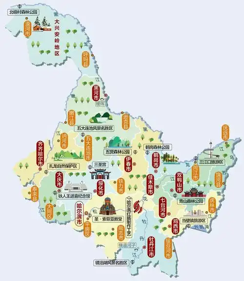 黑龙江省高清必备人文旅游地图 12市1地区 - 知乎