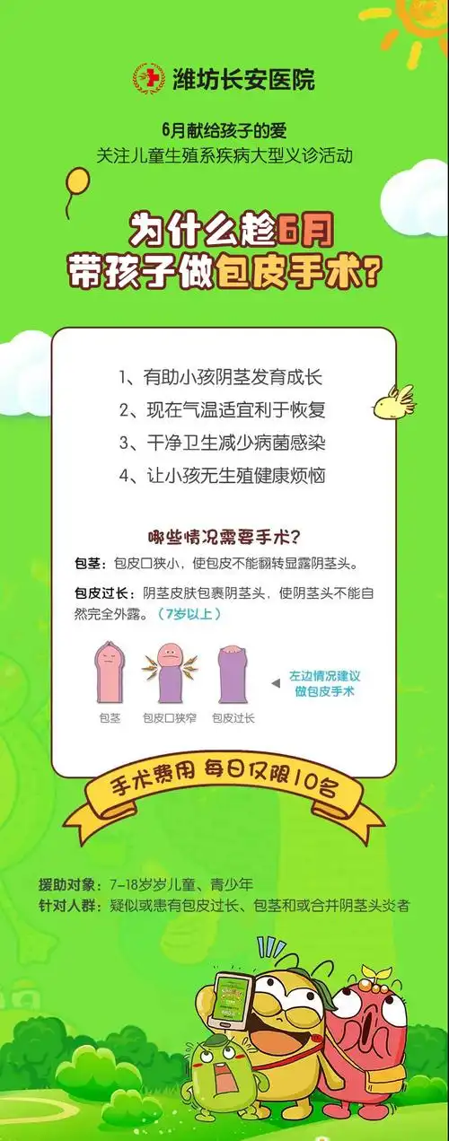 潍坊长安男科医院举办青少年儿童包皮手术义诊活动