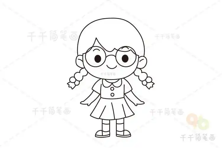 简单又可爱的小女孩简笔画画法