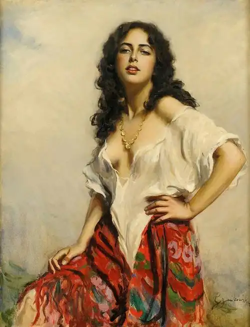 他画过许多上流社会人物的肖像,所画的是理想化的美丽优雅的女士画像