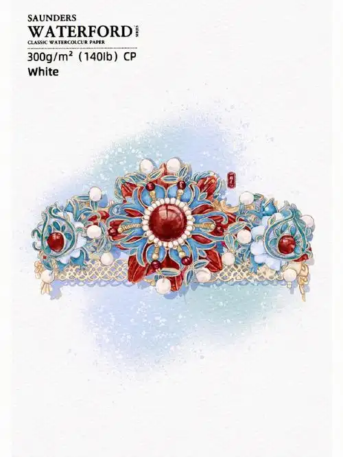 板绘水彩古风发饰绘画过程图分享