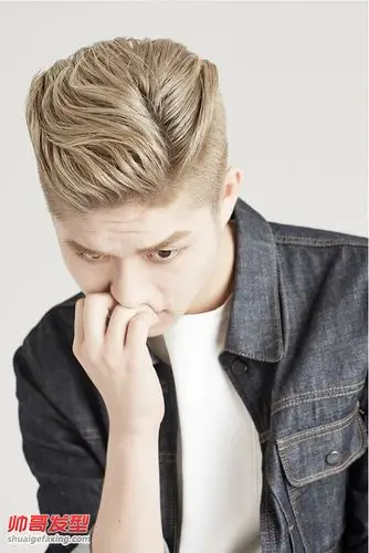 潮男时髦发型设计:两边剃光 金色染色 大背头(2)