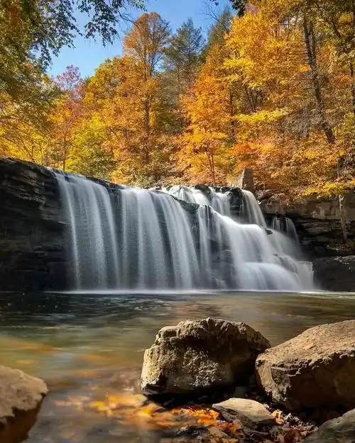 图集|秋天的瀑布,落入画中