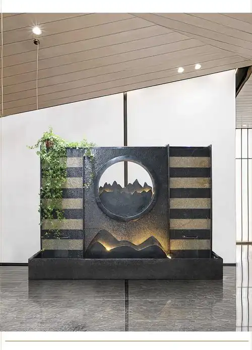 可狄 流水影壁墙室外 流水石水幕墙水景喷泉鱼池背景墙定制石材屏风