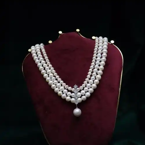 天然淡水珍珠项链女6-9mm近圆微瑕强光日常礼服搭配都好看百搭382