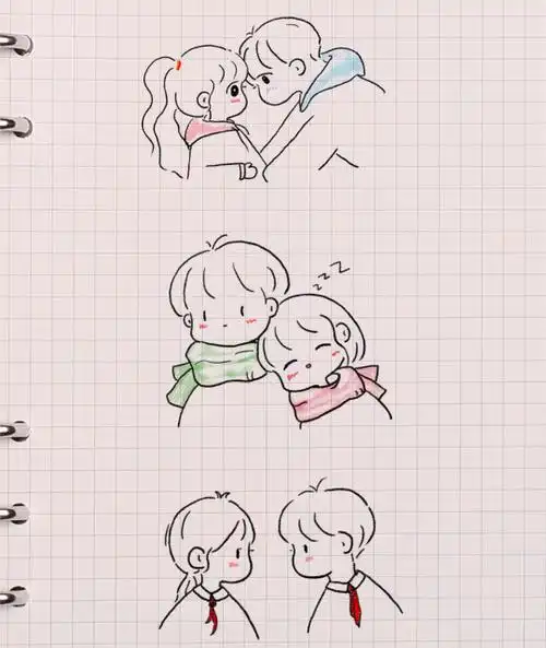 小红书简笔画情侣一对